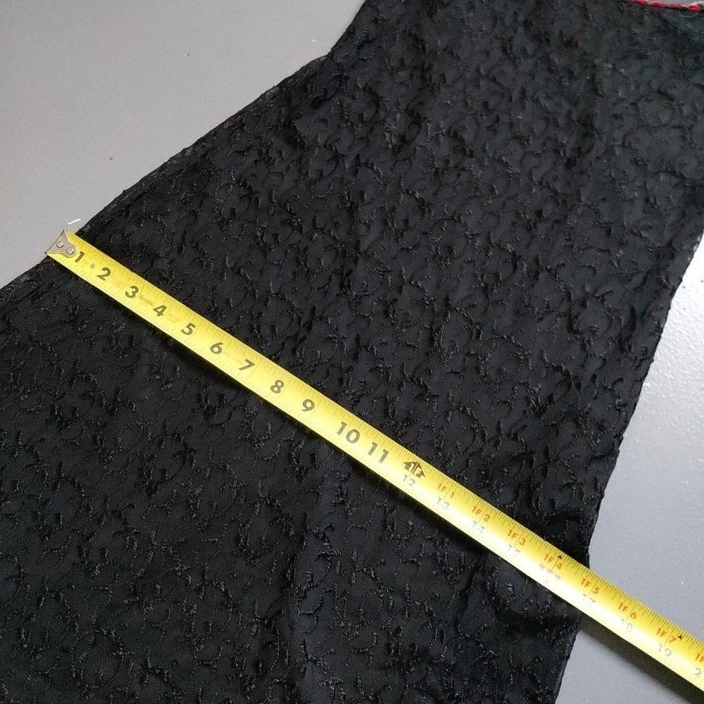 VTG Betsey Johnson Slip Dress Black Lace Rose Ditsy Neckline Velvet Trim Large - Picture 12 of 16